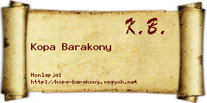 Kopa Barakony névjegykártya